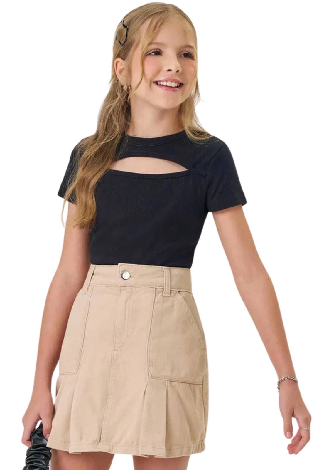 Infantil – Blusa Menina em Canelado Liz Lilimoon 82749 Preto