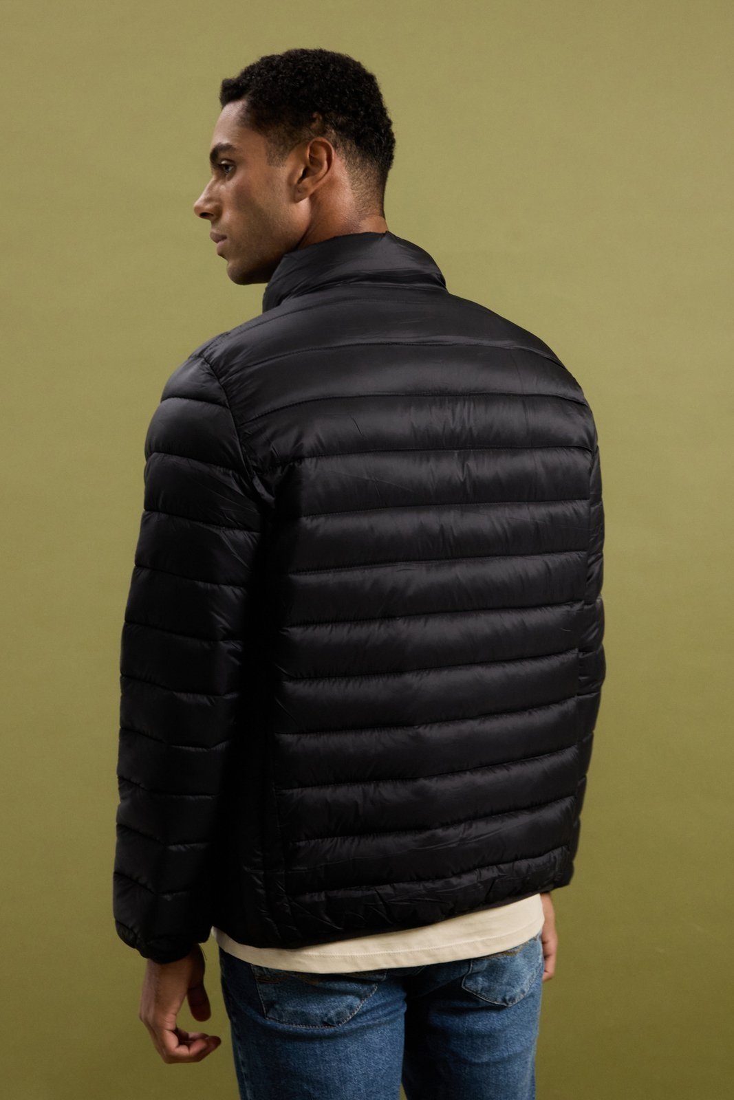Jaqueta Puffer Masculina Forrada Gola Alta Inverno Preto Dialogo