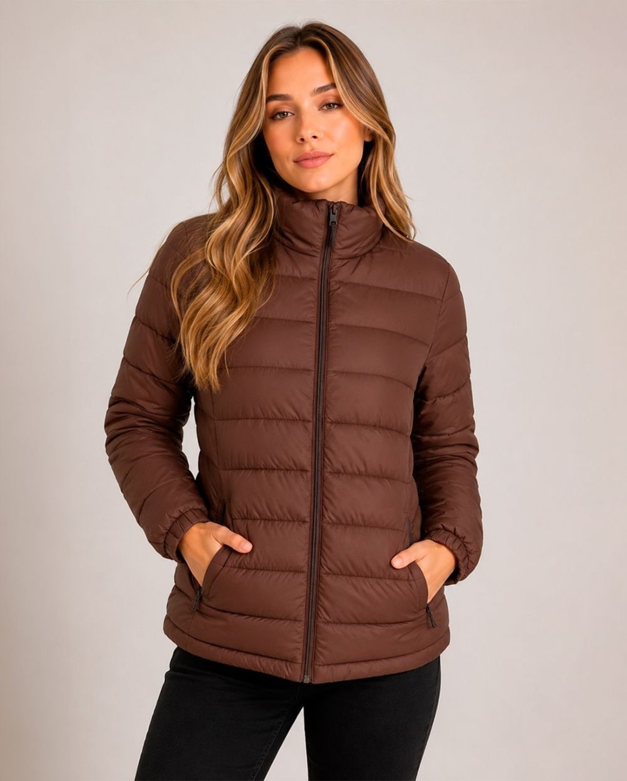 Jaqueta Feminina Puffer 90651 Marrom 206oz
