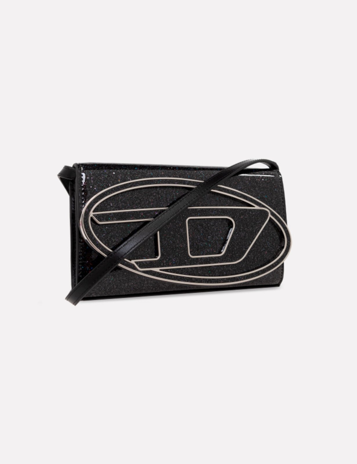 Vista 3 Bolsa Carteira Diesel DR Wallet Strap Preta Glitter preto Diesel preto