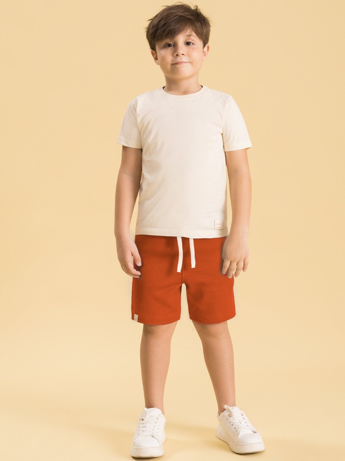 Vista 2 Infantil - Conjunto Bugbee em Meia Malha e Moletom Quadriculado marrom/off-white Bugbee marrom/off-white