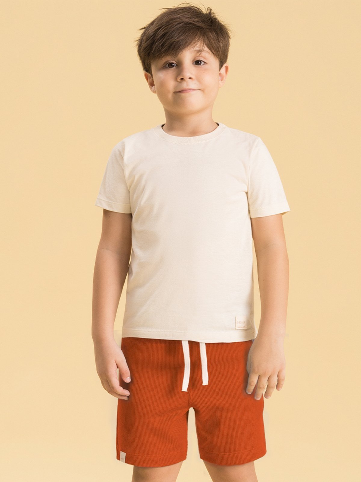 Vista 3 Infantil - Conjunto Bugbee em Meia Malha e Moletom Quadriculado marrom/off-white Bugbee marrom/off-white
