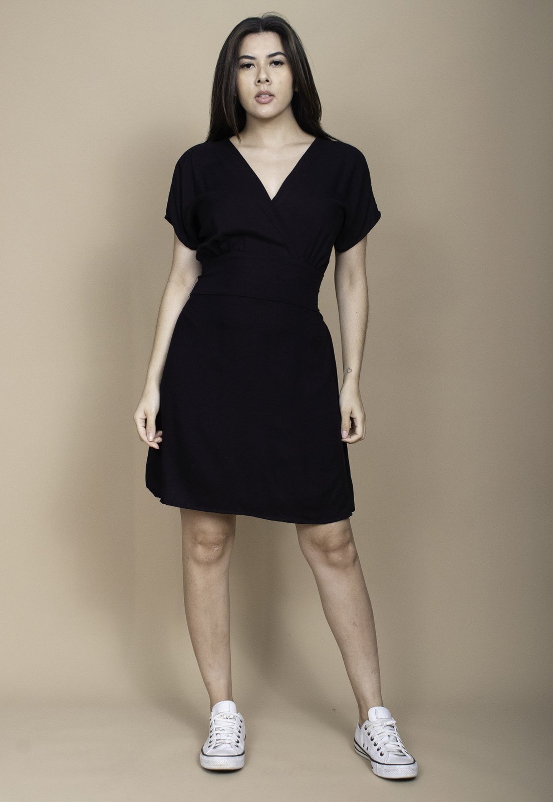 Vestido Cabanafree Curto Viscose Elastex nas Costas Preto