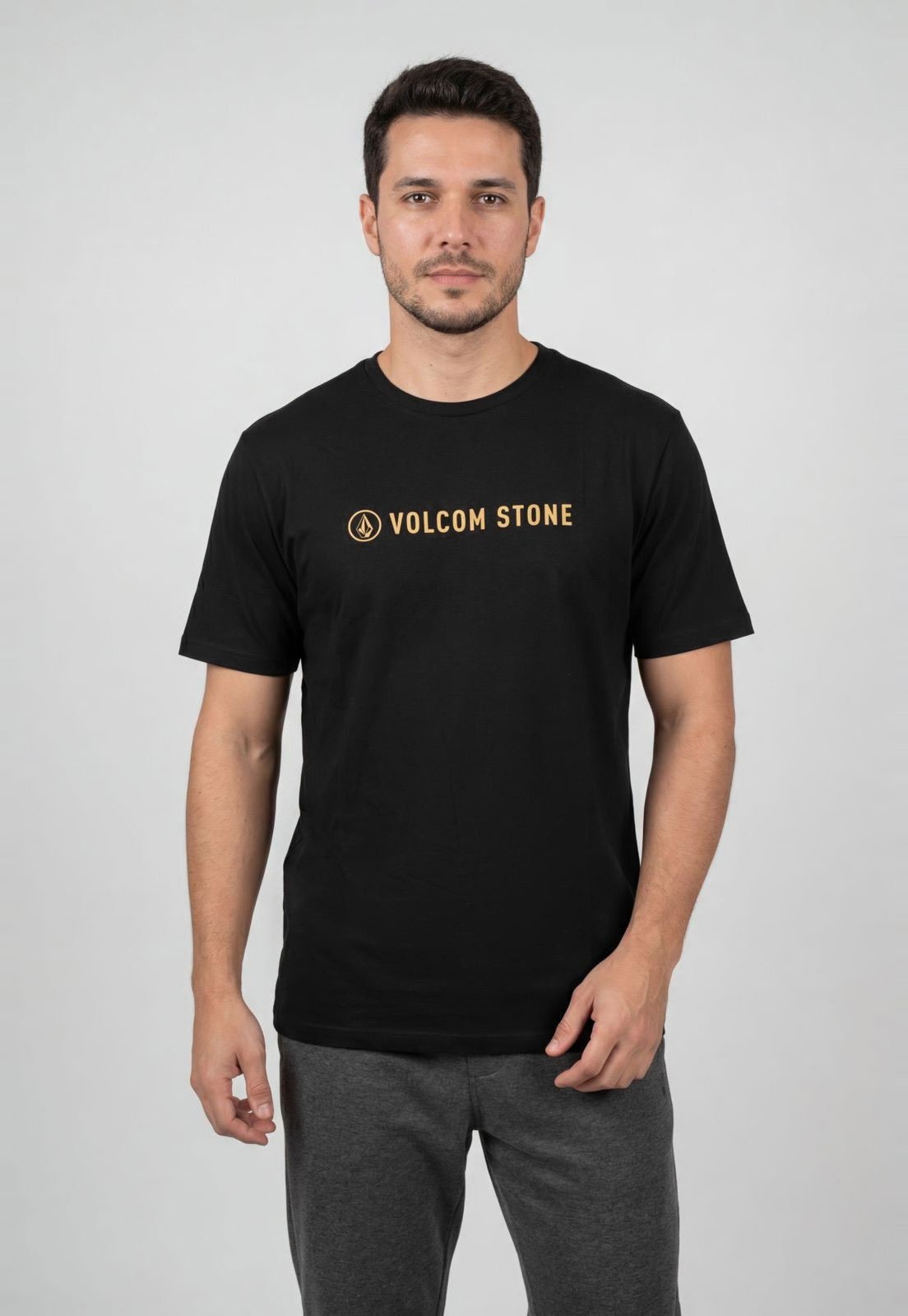 Camiseta Masculina Volcom Estampa Frontal Preta