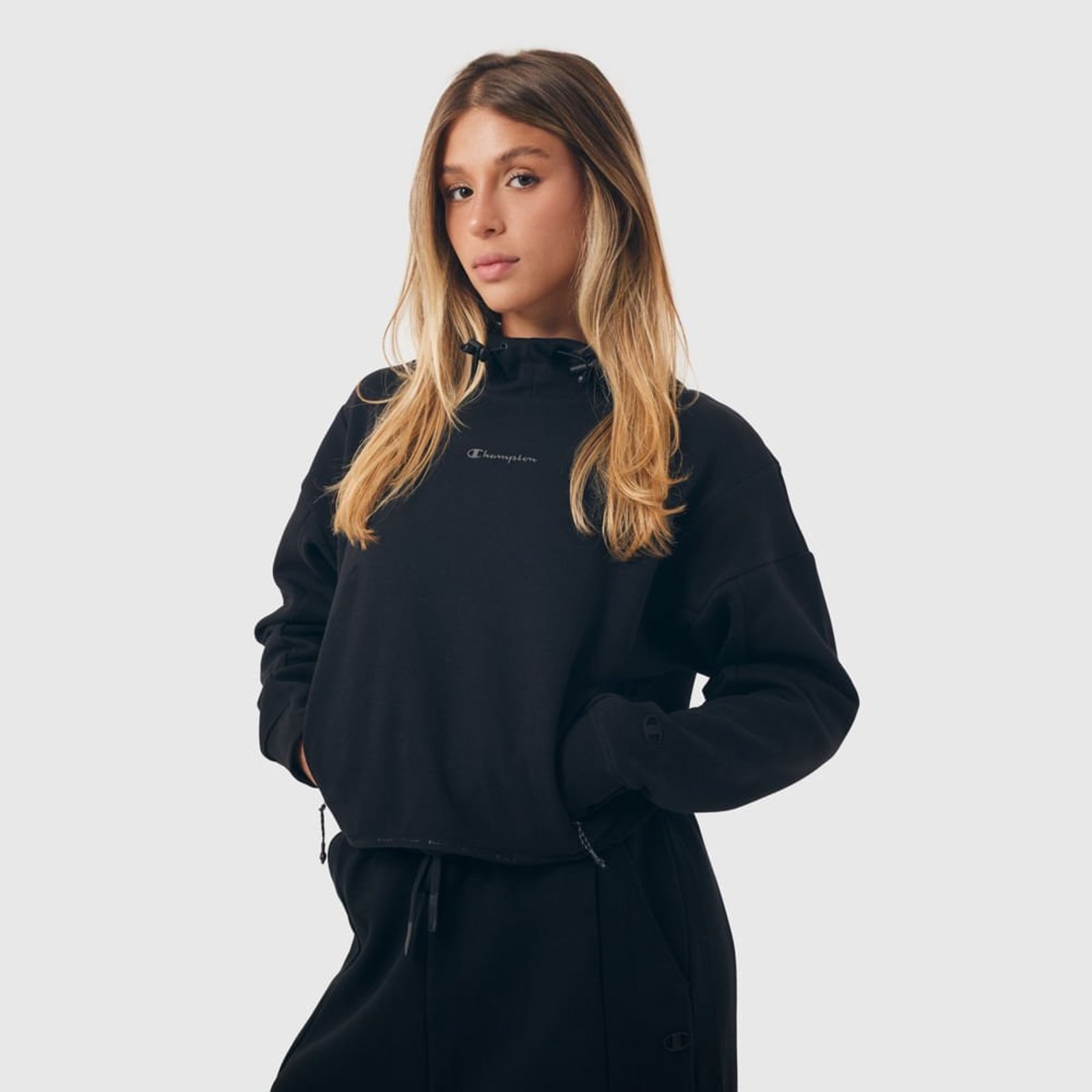 MOLETOM CHAMPION ACTIVE WMNS TECH HOODIE MINI SCRIPT LOGO