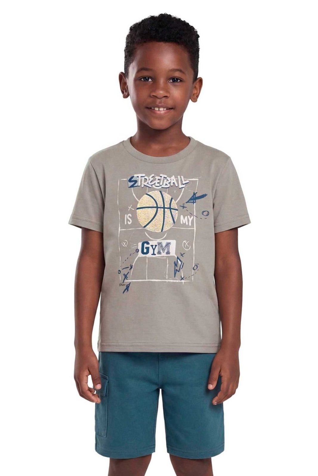 Infantil - Conjunto Menino Streetball Elian Cinza