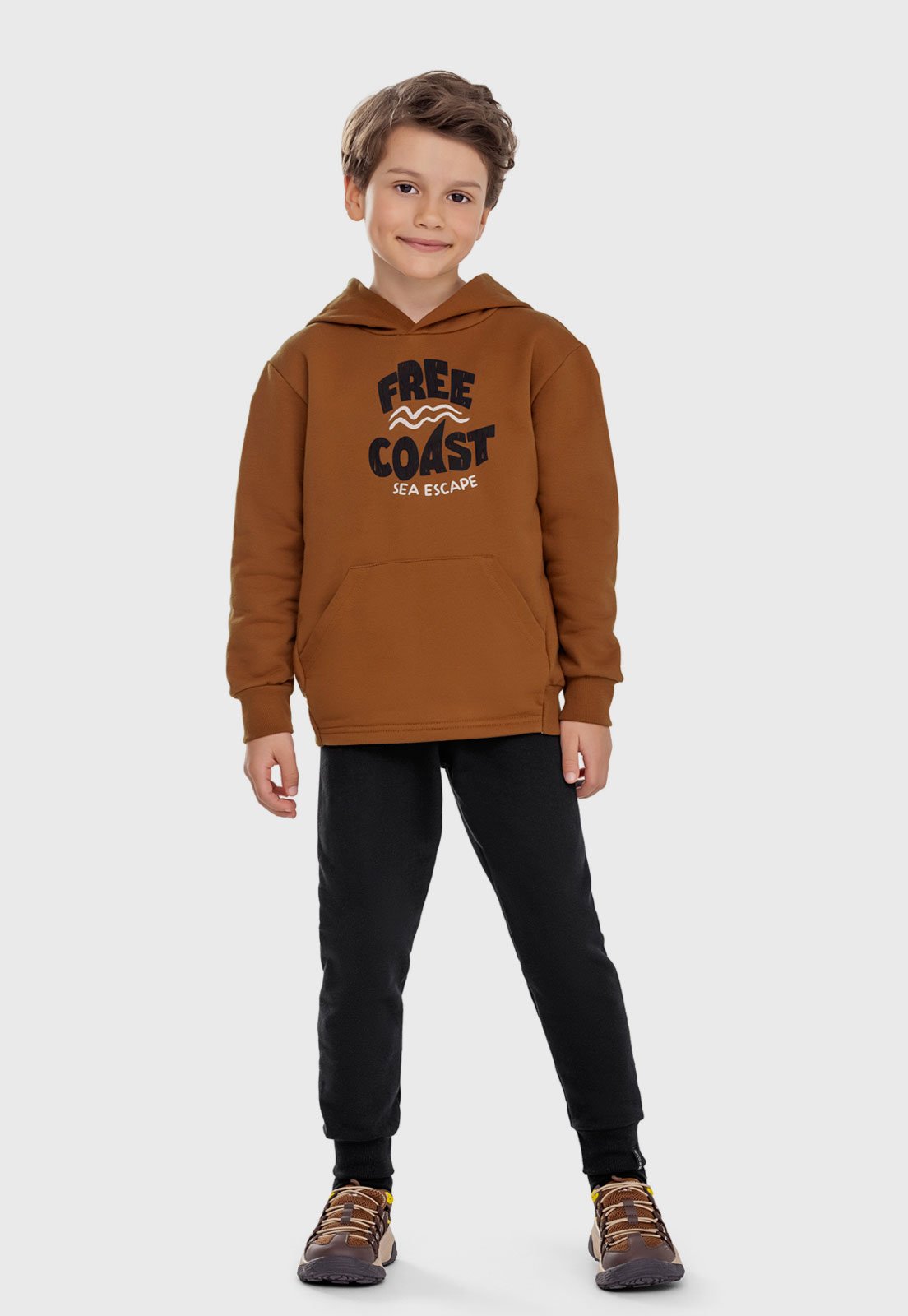 Infantil - Conjunto Elian Estampa Capuz Marrom