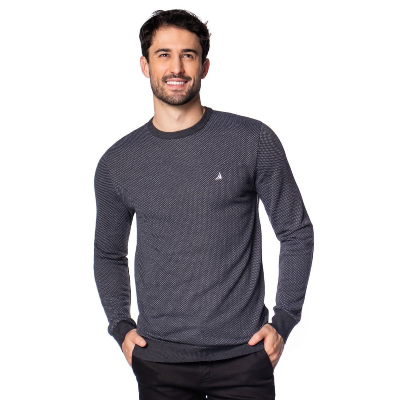Suéter Masculino John Sailor Atemporal Cinza Escuro Mescla