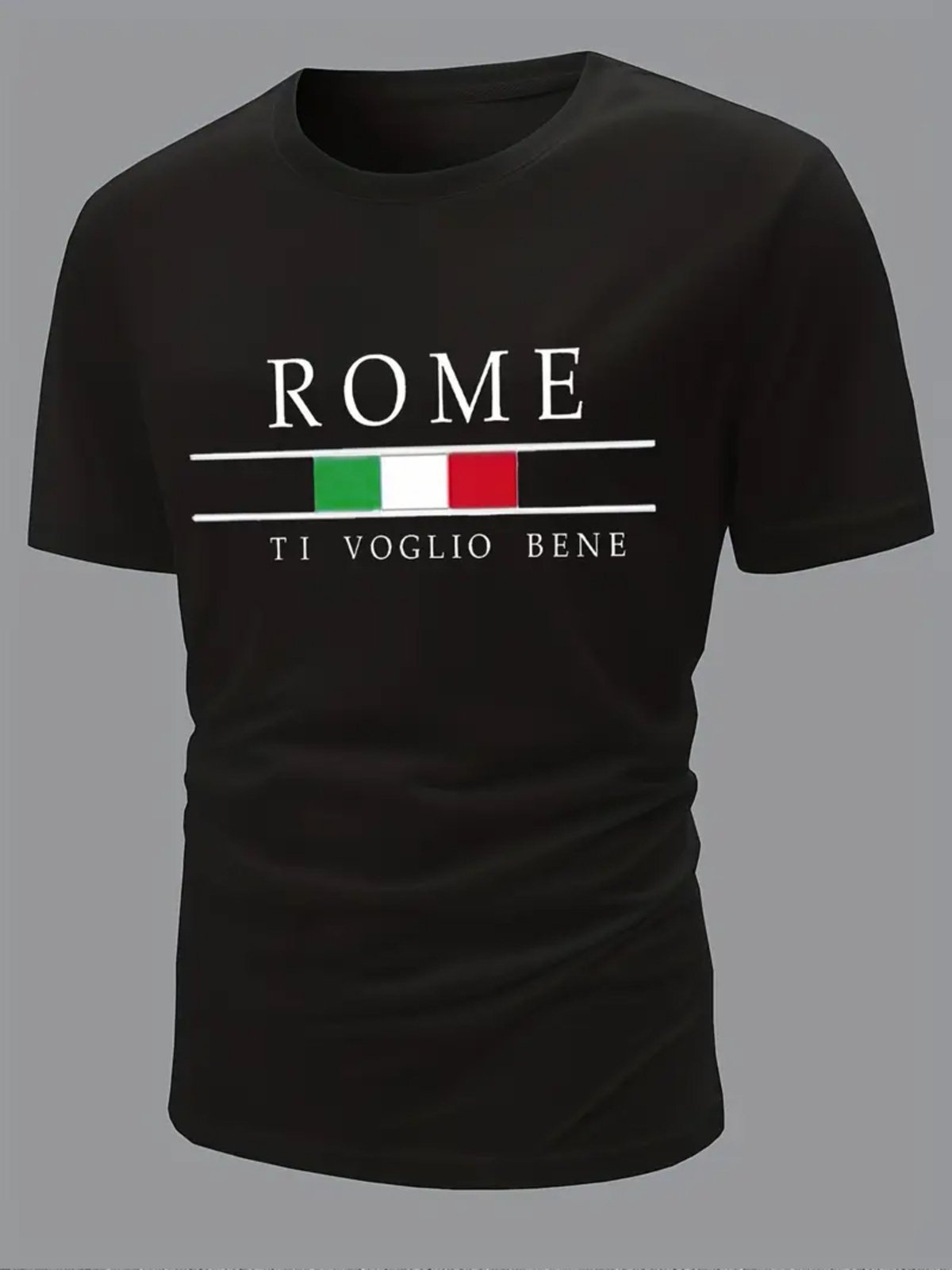 Camiseta Estampada Rome Voglio Safira Moda Algodão Preta