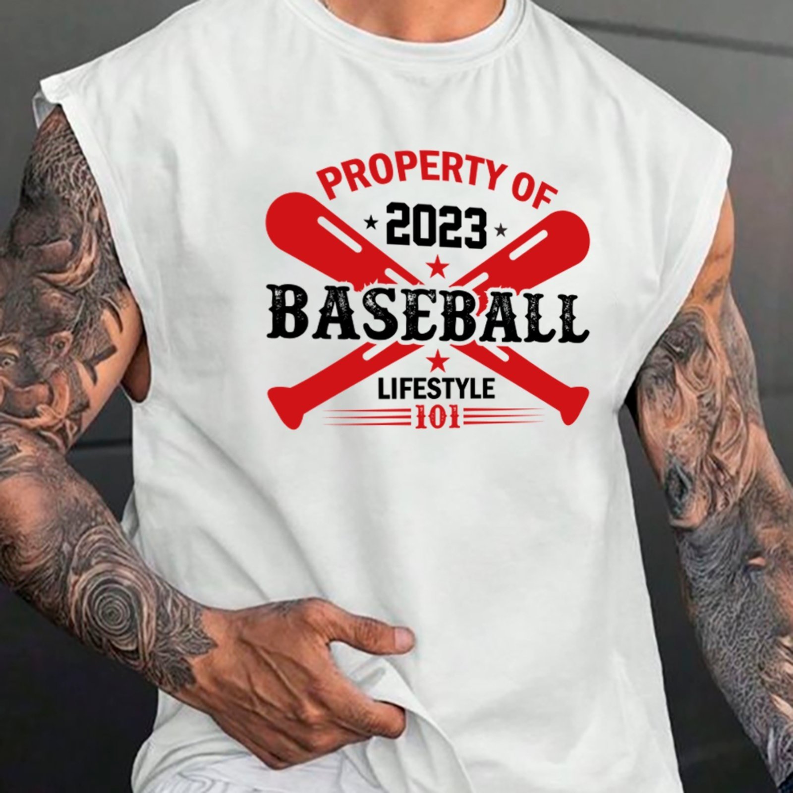 Camiseta Regata Machão Ousy Property Of Baseball Lifestyle 101 Oversized Masculina Branco