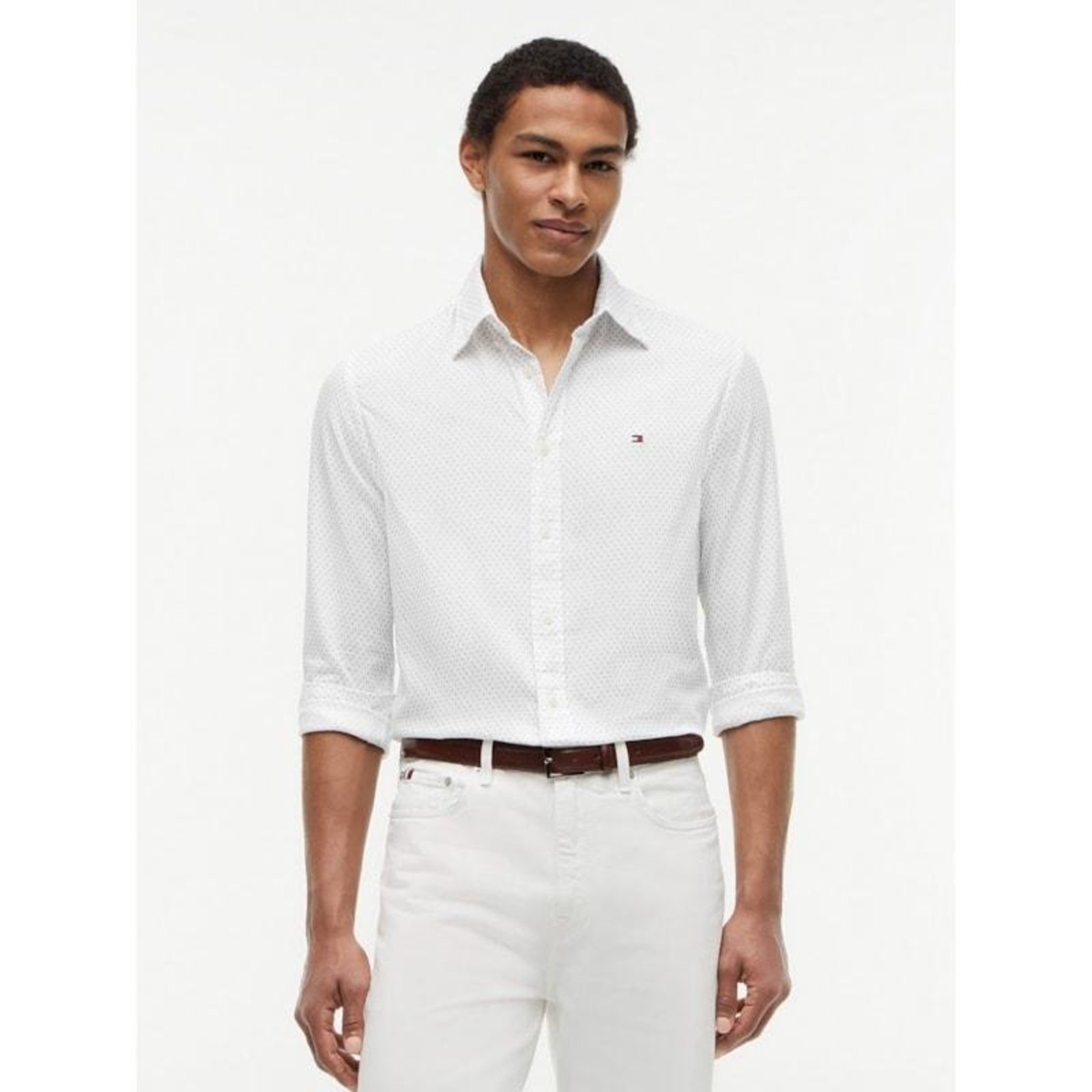 Camisa Flex Popeline Mini Print Branco