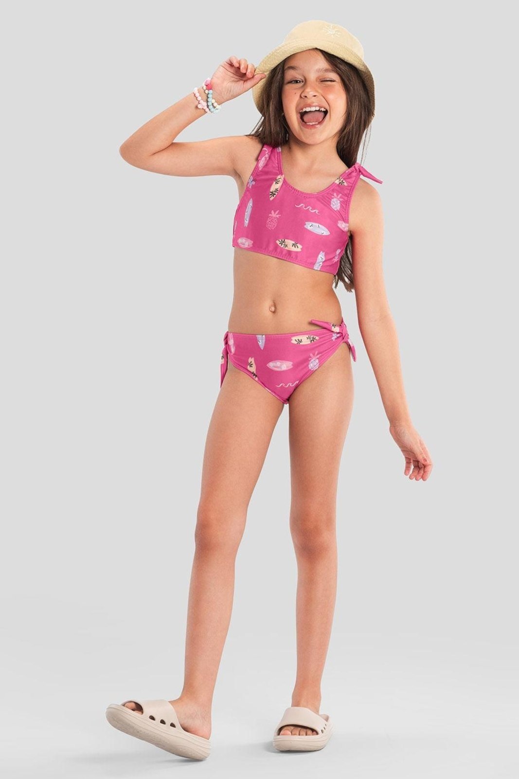 Biquíni menina em malha UV Brandili Rosa
