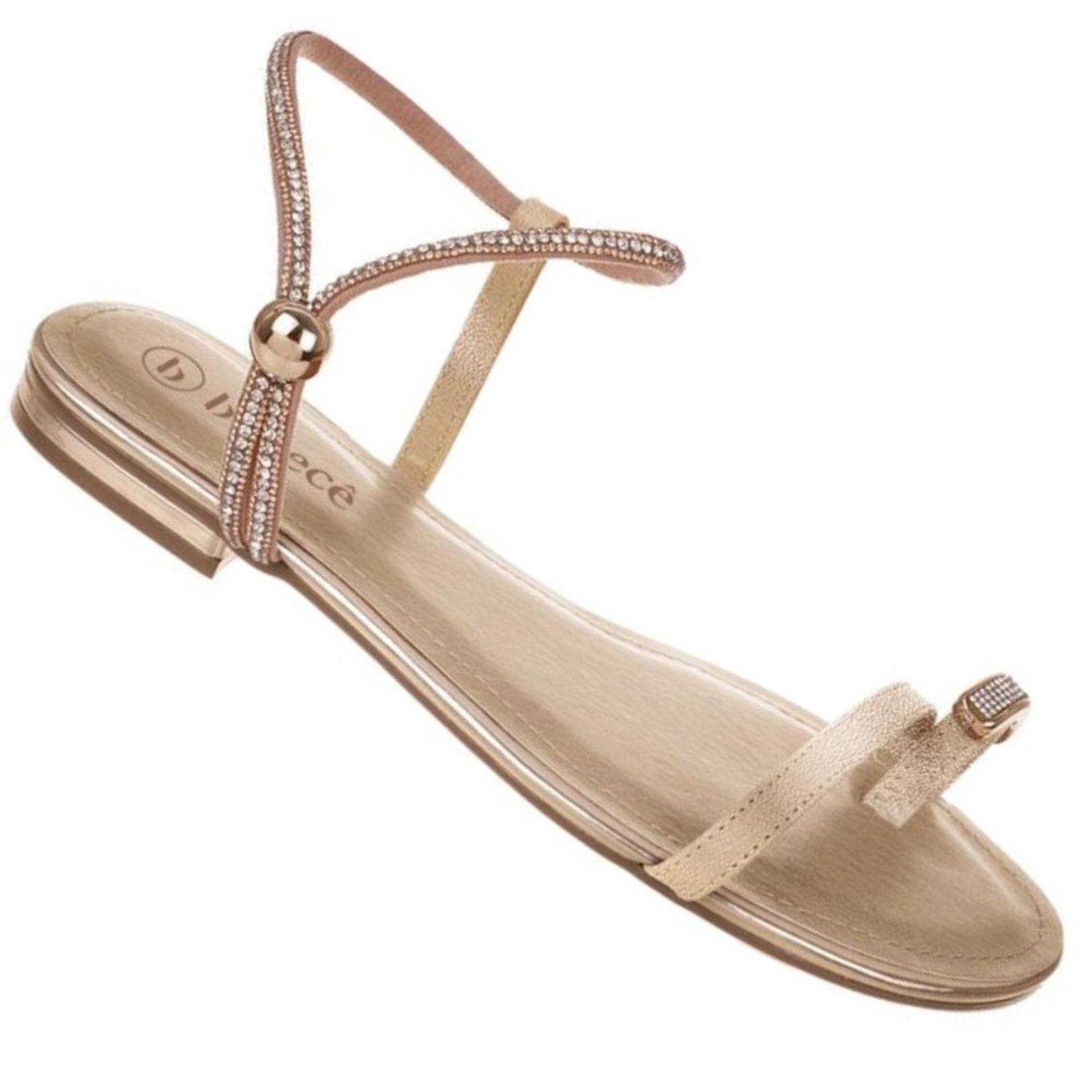 Sandalia ce Rasteira Com Stras T1028-580 Feminina
