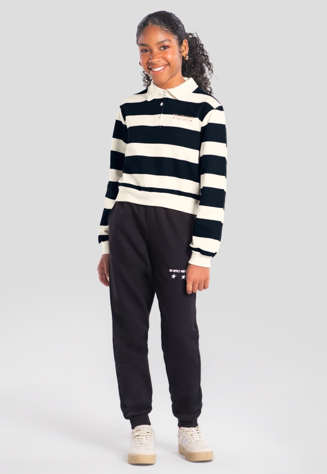 Infantil - Blusão polo menina listrado Brandili Young