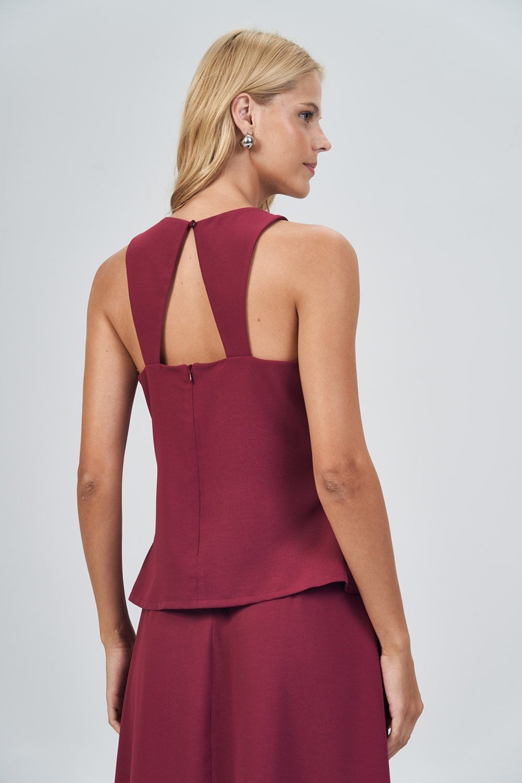 Vista 3 Blusa Cut Out Feminina Acostamento ACT FEMININO vinho ACT FEMININO vinho