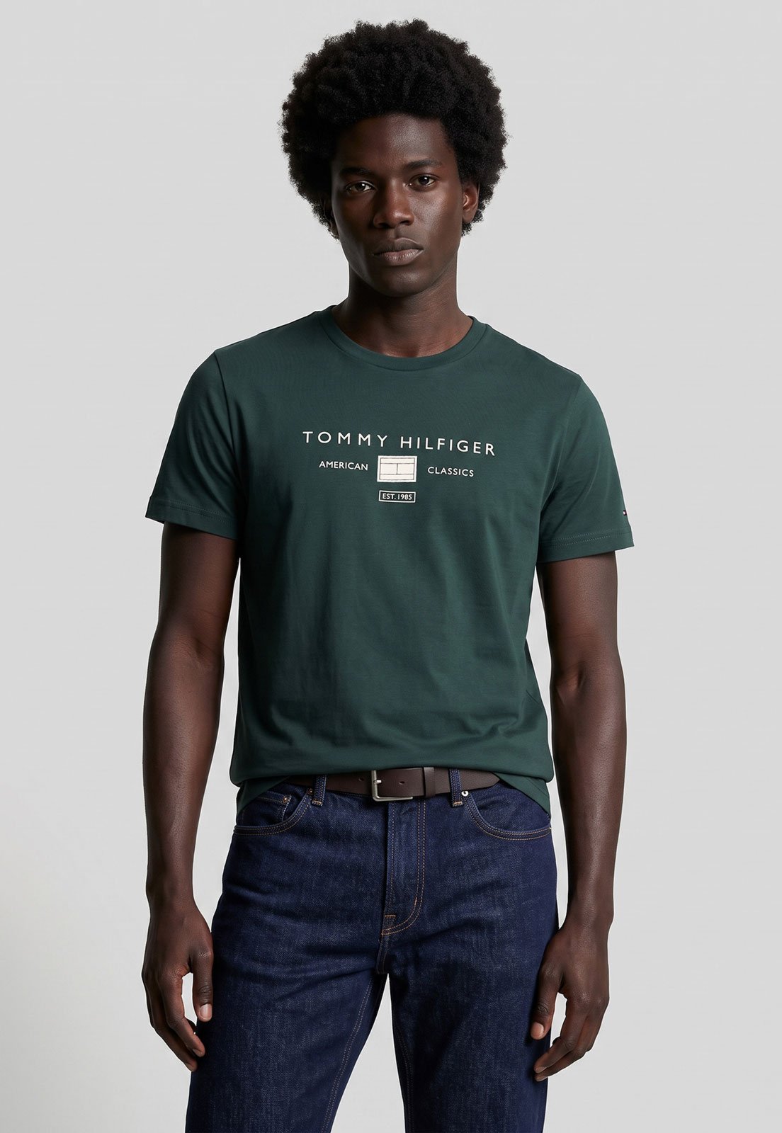 Camiseta Masculina Tommy Hilfiger Logo Verde