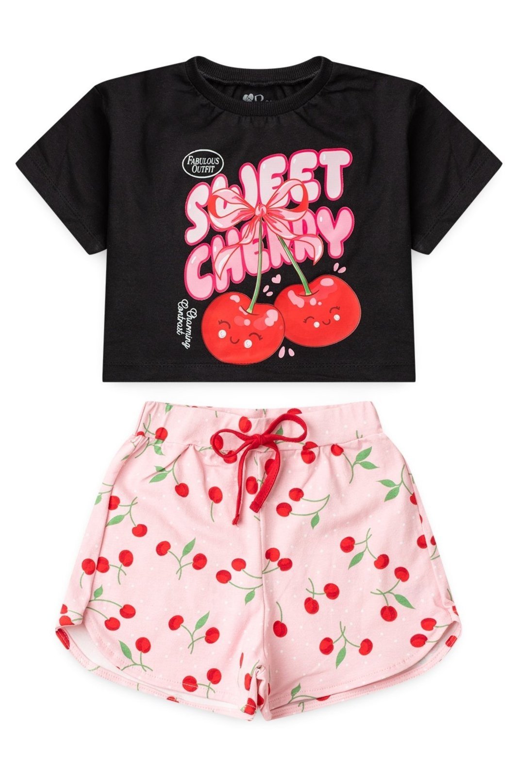 Vista 3 Infantil - Conjunto Bem Vestir Feminino Cereja preto BEM VESTIR preto