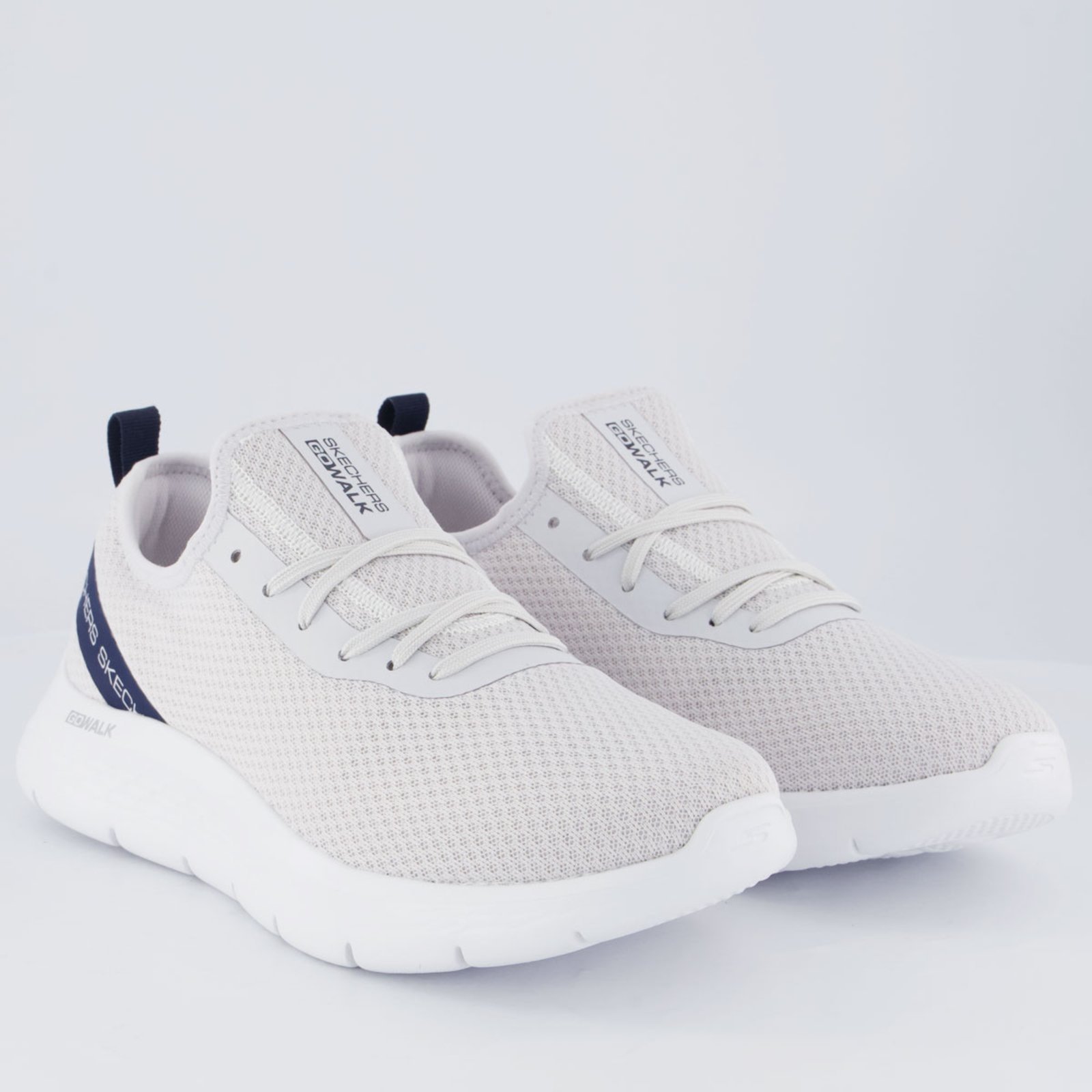 Vista 3 Tênis Skechers Go Walk Flex Claro e Marinho cinza Skechers cinza