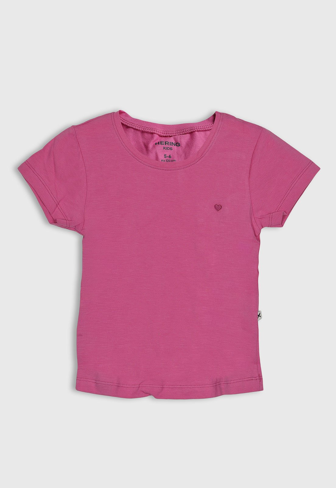 Infantil - Camiseta Hering Bordado Coração Rosa