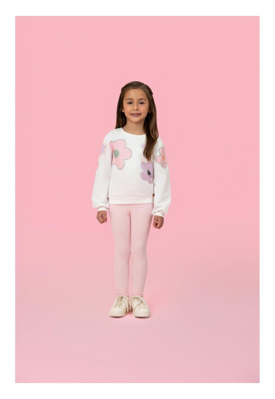 Infantil - Conjunto Calça Legging Flowers Rosa Mon Sucré 1 Unico