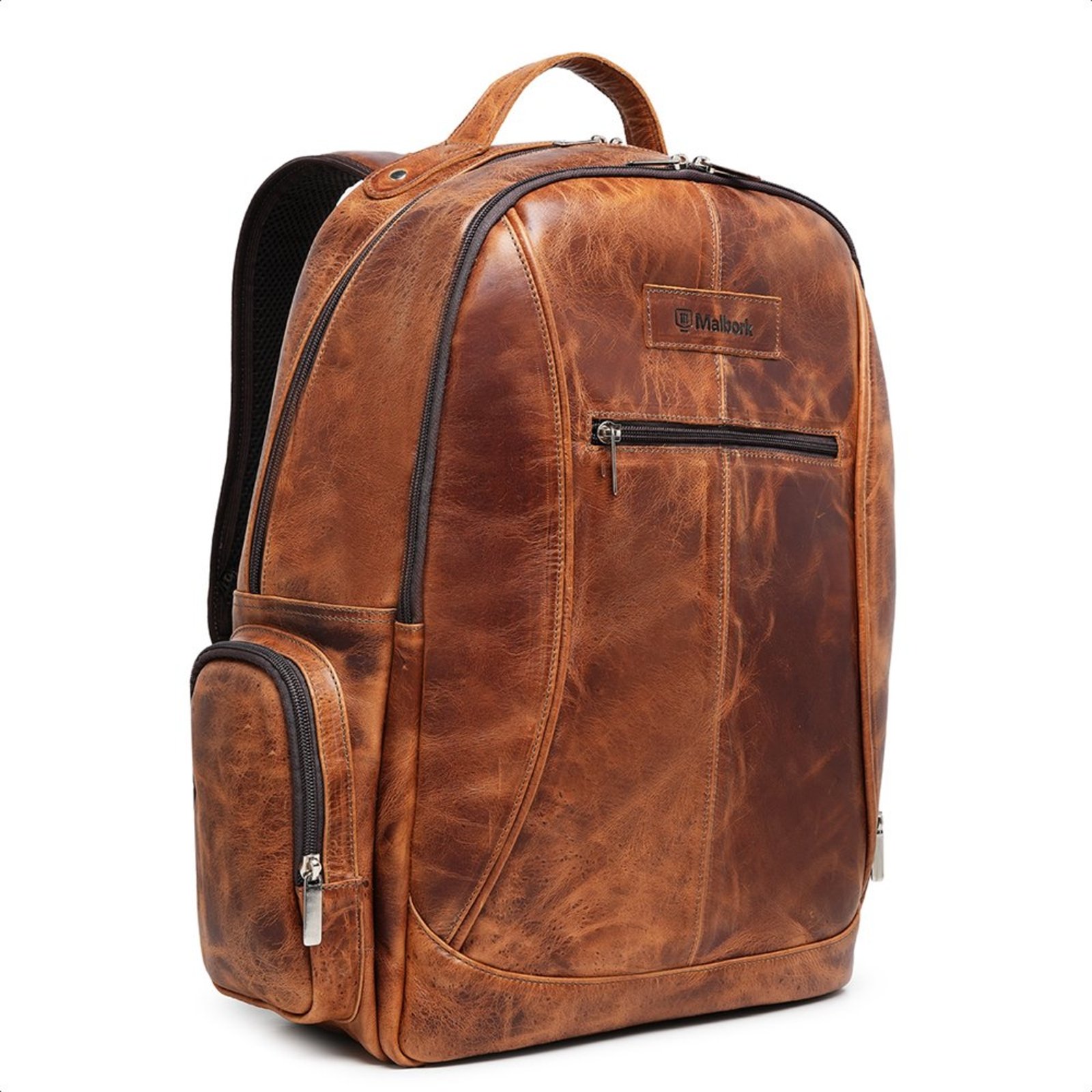 Mochila Executiva Malbork em Couro Whisky M4_W
