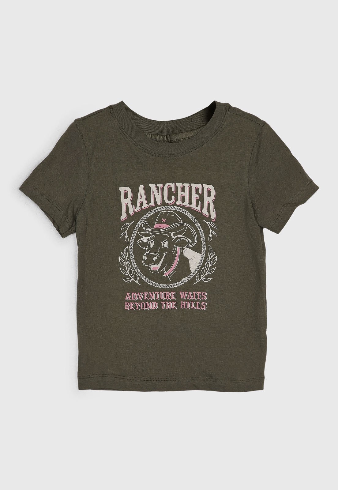 Infantil - Camiseta Hering Estampa Ranch Verde Mescla