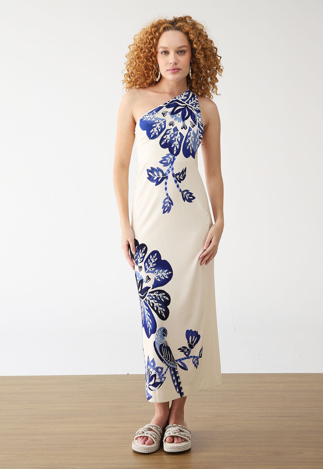 Vestido FARM Midi Ombro so Paraiso Off-White