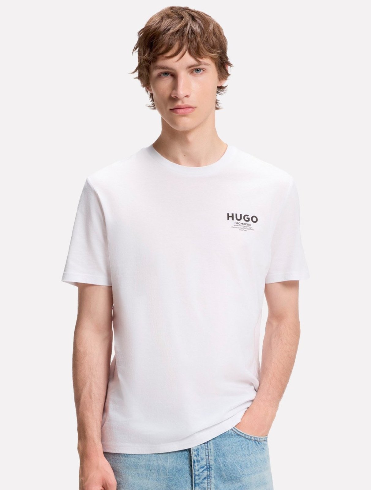 Camiseta Hugo Boss Masculina Regular Nesptee 100 Branca