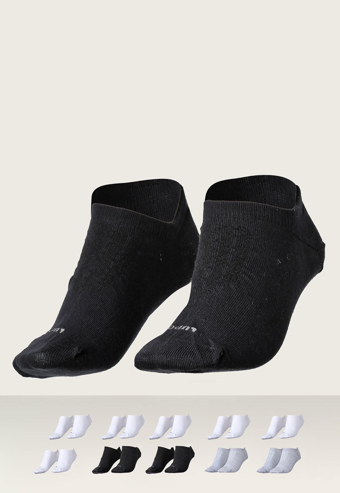 Vista 2 Kit 10pçs Meia Lupo Soquete Sport Preta Lupo preto