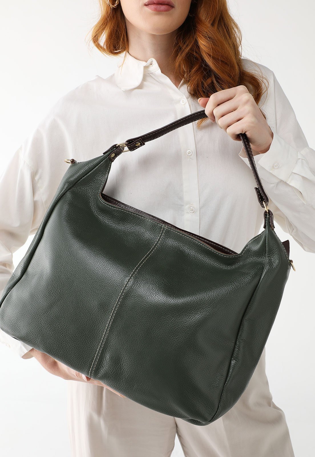 Bolsa SN Couros Suiça Verde/Marrom