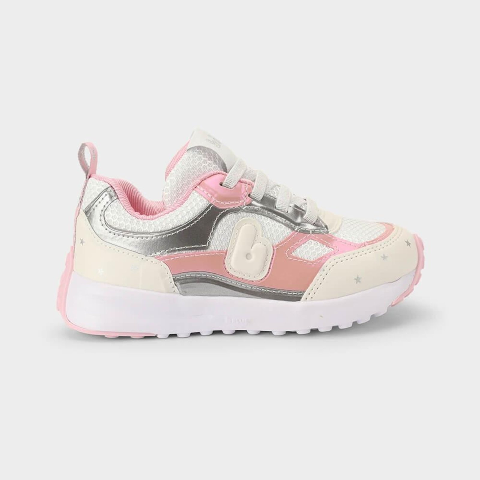 Vista 2 Infantil - Tênis Bibi Jogging Branco com Rosa 22 Calçados Bibi branco rosa Calçados Bibi branco rosa