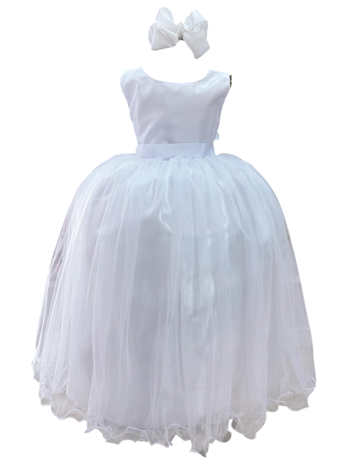Infantil - Vestido Longo Festa Branco Formatura Casamento Liso Dama Daminha Social Menina Juvenil Juvenil Princesa Rodado Florista Aniversário Luxo