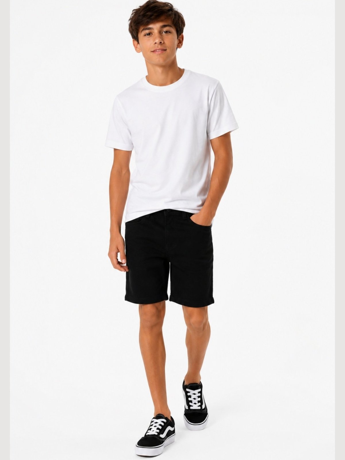 Vista 2 Infantil - Bermuda Sarja Crawling Juvenil Masculina Preta preto Crawling preto