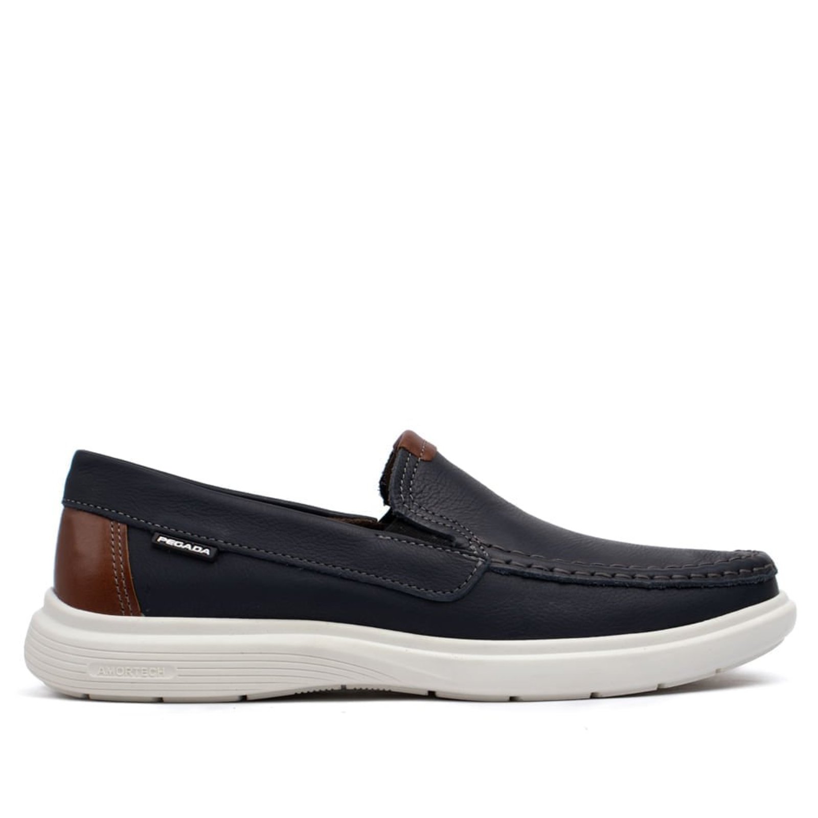 Mocassim Masculino Pegada Navale em Couro Marinho