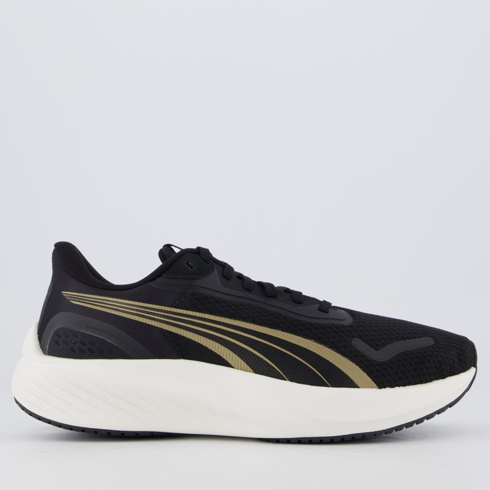 Vista 2 Tenis Puma Pouce Lite Feminino e Dourado preto Puma preto