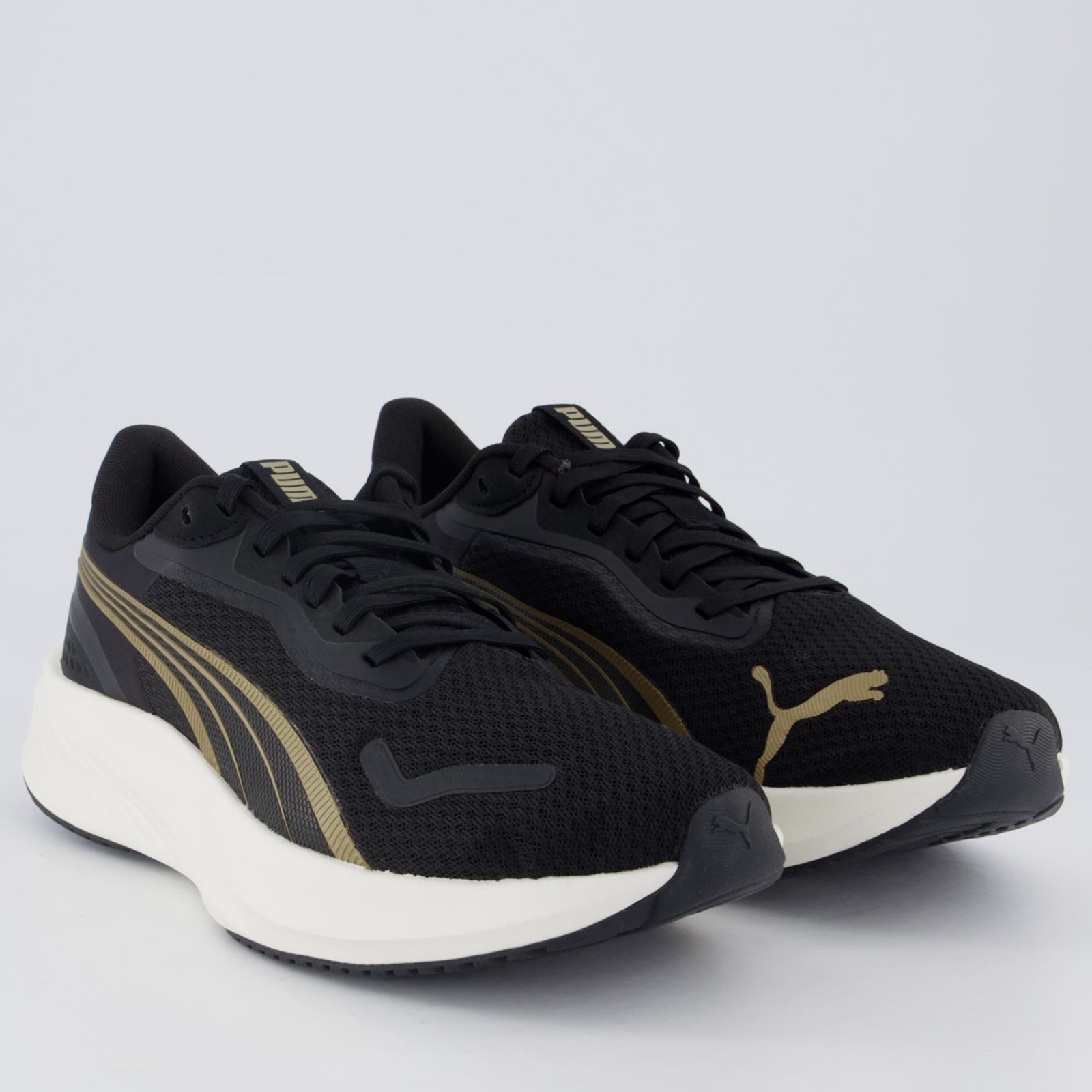 Vista 3 Tenis Puma Pouce Lite Feminino e Dourado preto Puma preto