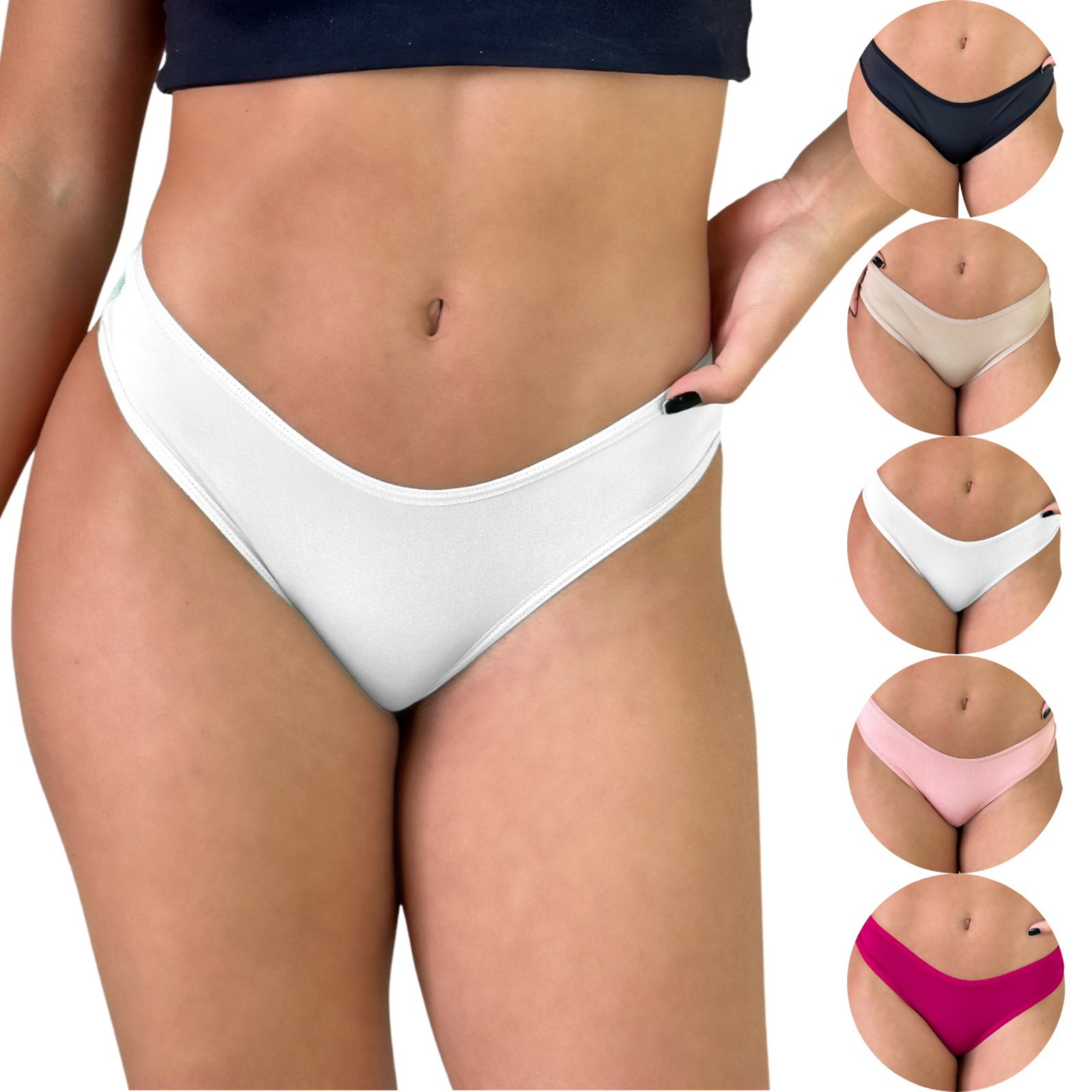 Kit 6 Calcinhas Cotton Algodão Feminina Respirável Viére MULTI