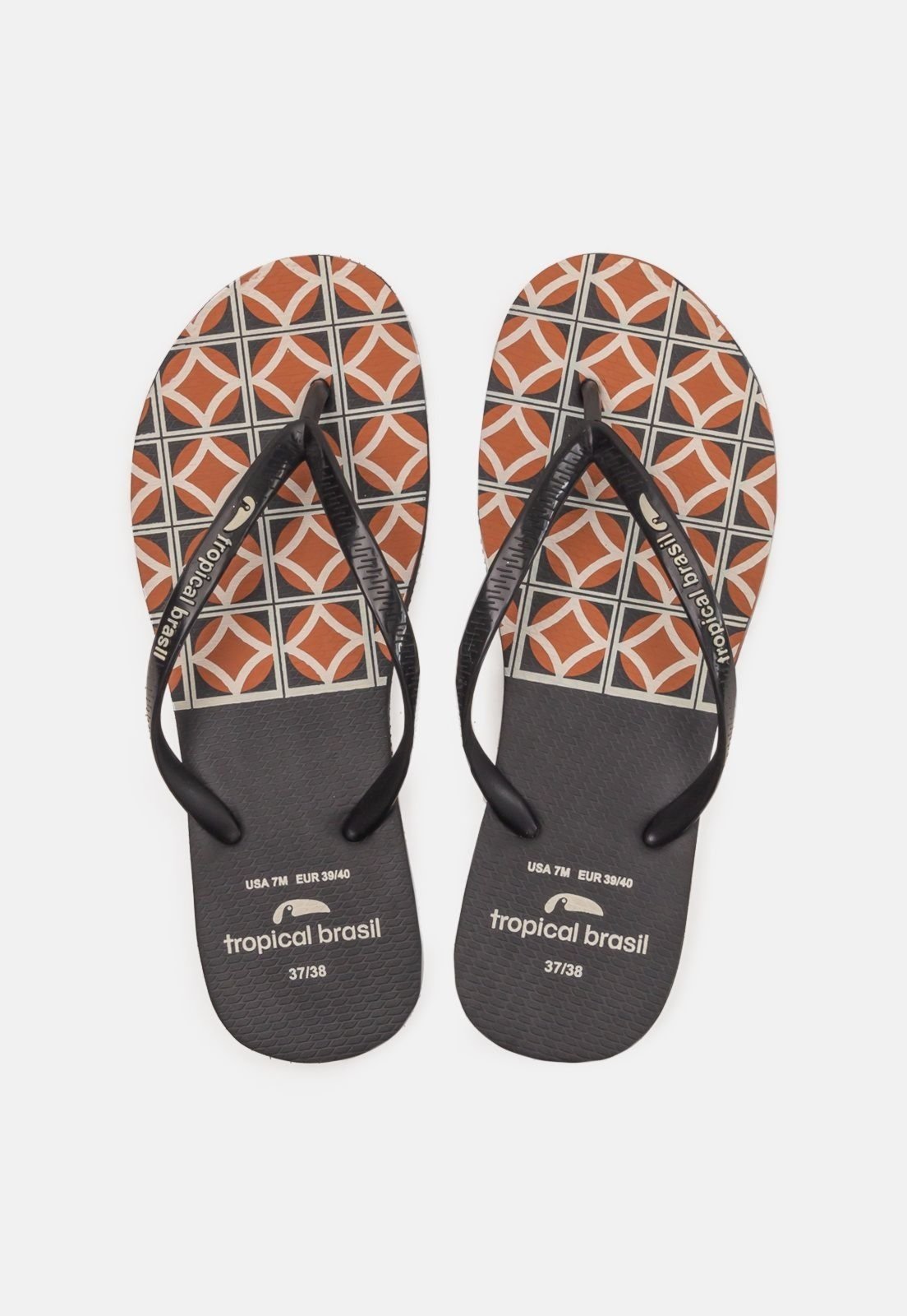 Chinelo Tropical Brasil Estampado Slim Preto