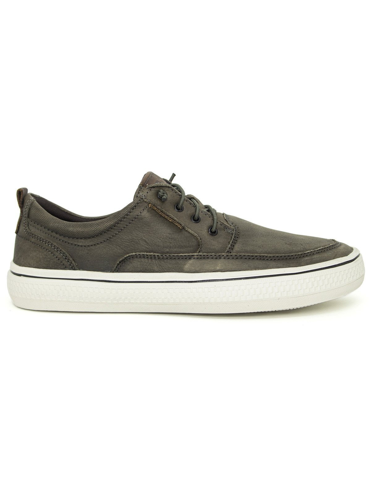 Tênis Sapatênis Masculino Democrata Denim Fender Couro Conforto Cadarço Cinza Smoke