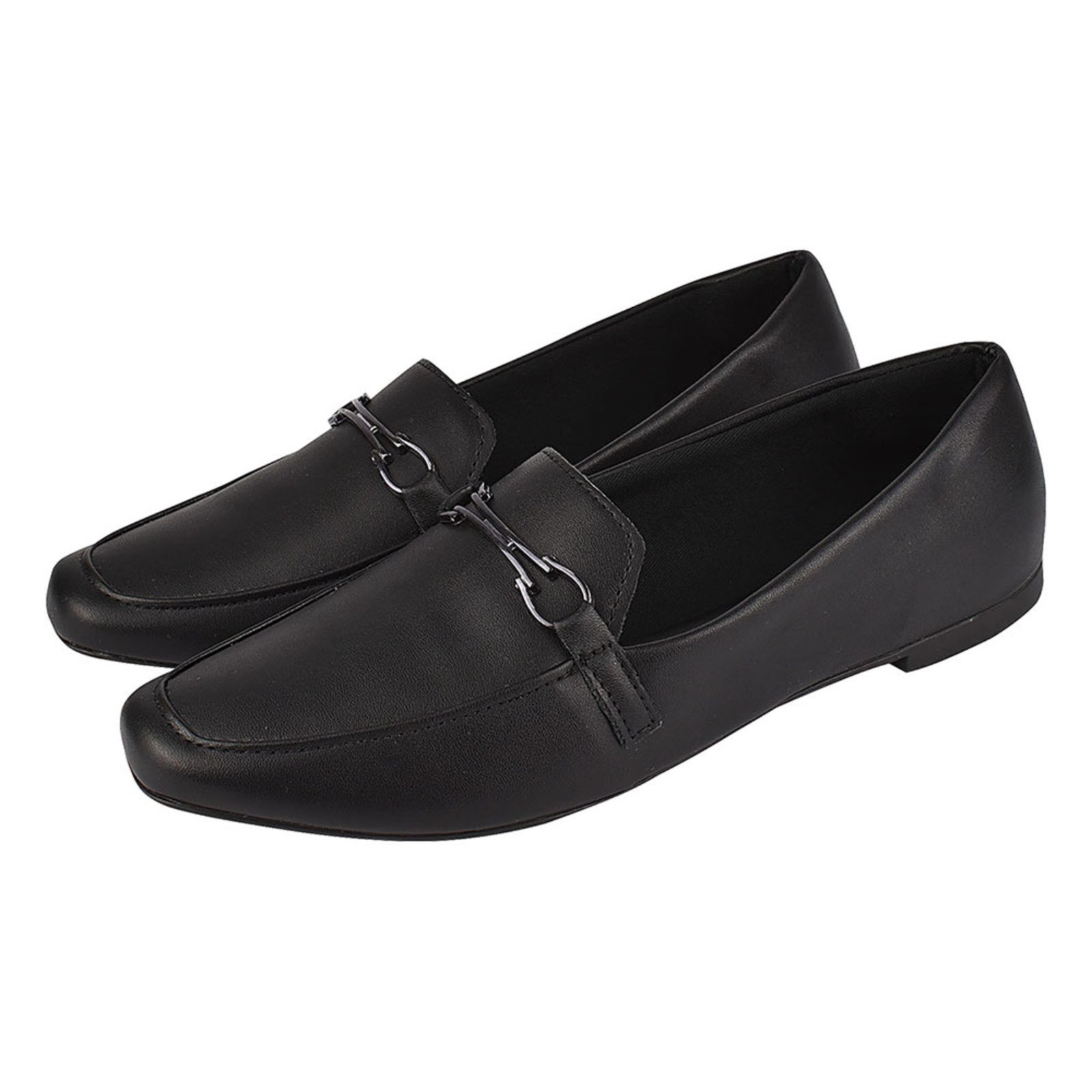 Sapato Feminino Mocassim CM Calçados Bico Quadrado Confort Sapatilha Preto