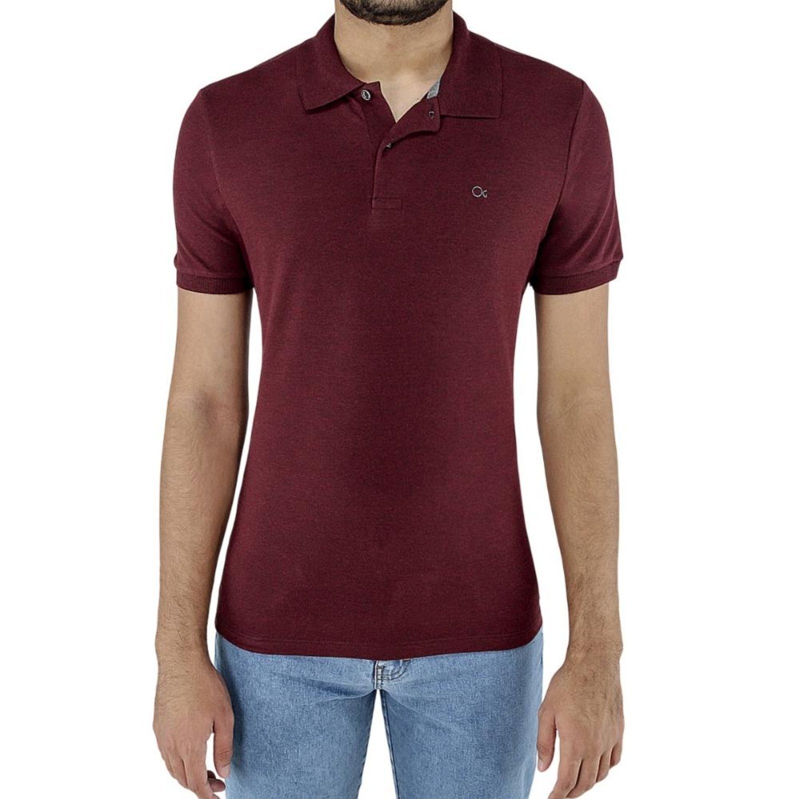 Camisa Polo Manga Curta Slim Masculina Ogochi 007520002 Vinho