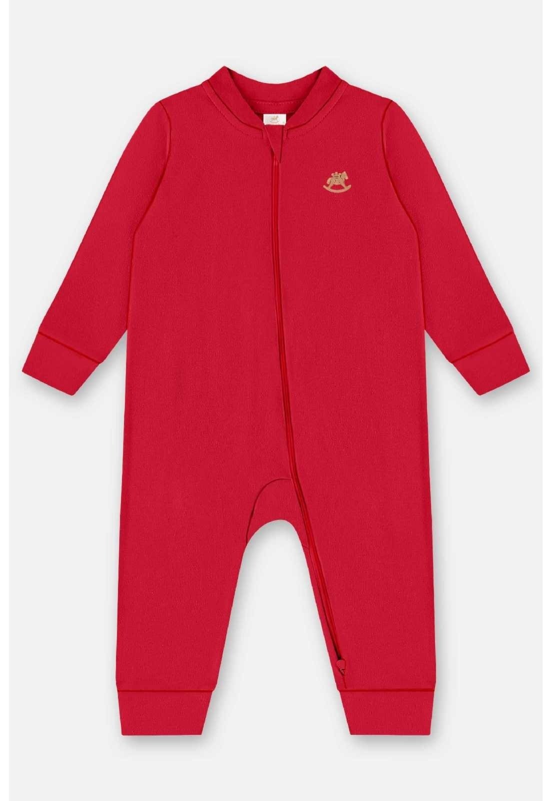 Infantil - Macacão Unissex para em Suedine Up Baby Vermelho