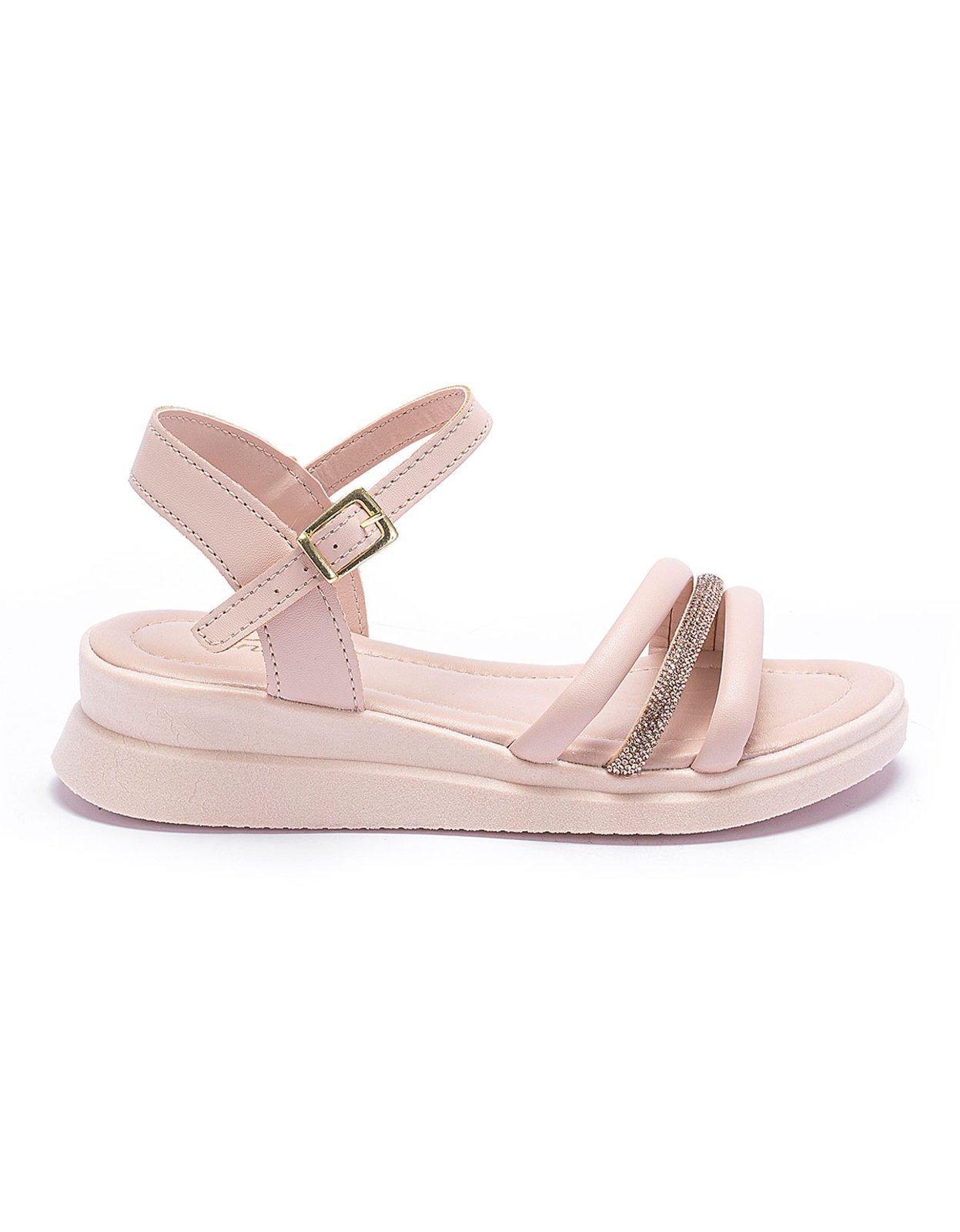 Infantil – Sandália Feminina Tininha Menina Anabela Casual Festa Nude