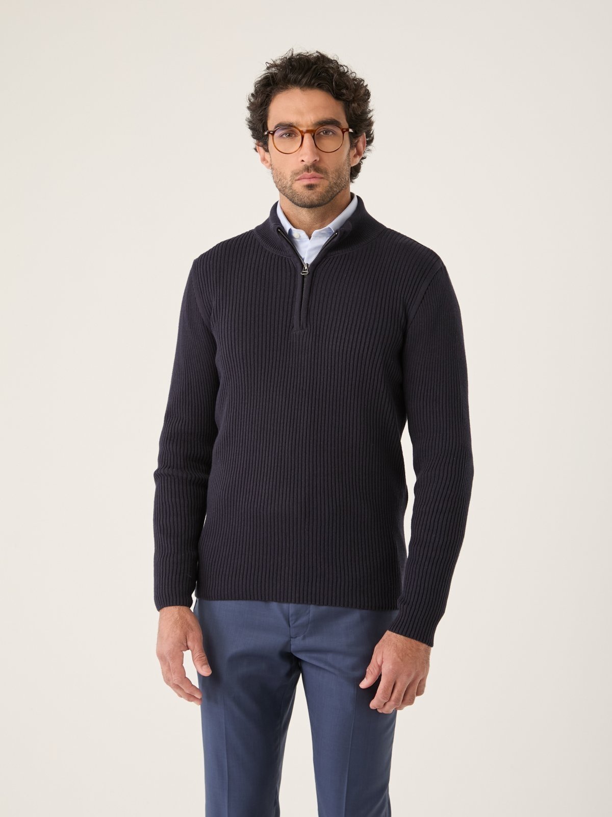 Tricot Tailor's Meio Zíper Azul Marinho