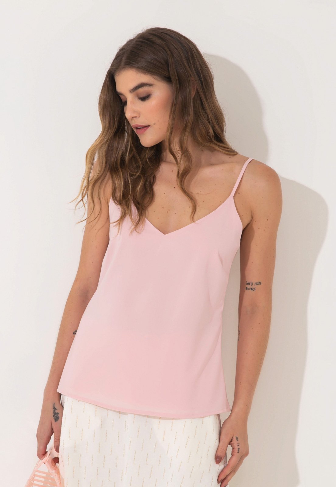 Vista 2 Blusa Traymon Com Alças Finas Claro azul Traymon azul