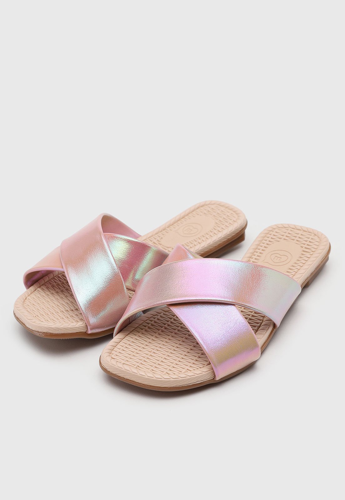 Vista 2 Infantil - Sandália Menina Molekinha tiras cruzadas metalizado iridescente rosa MOLEKINHA rosa