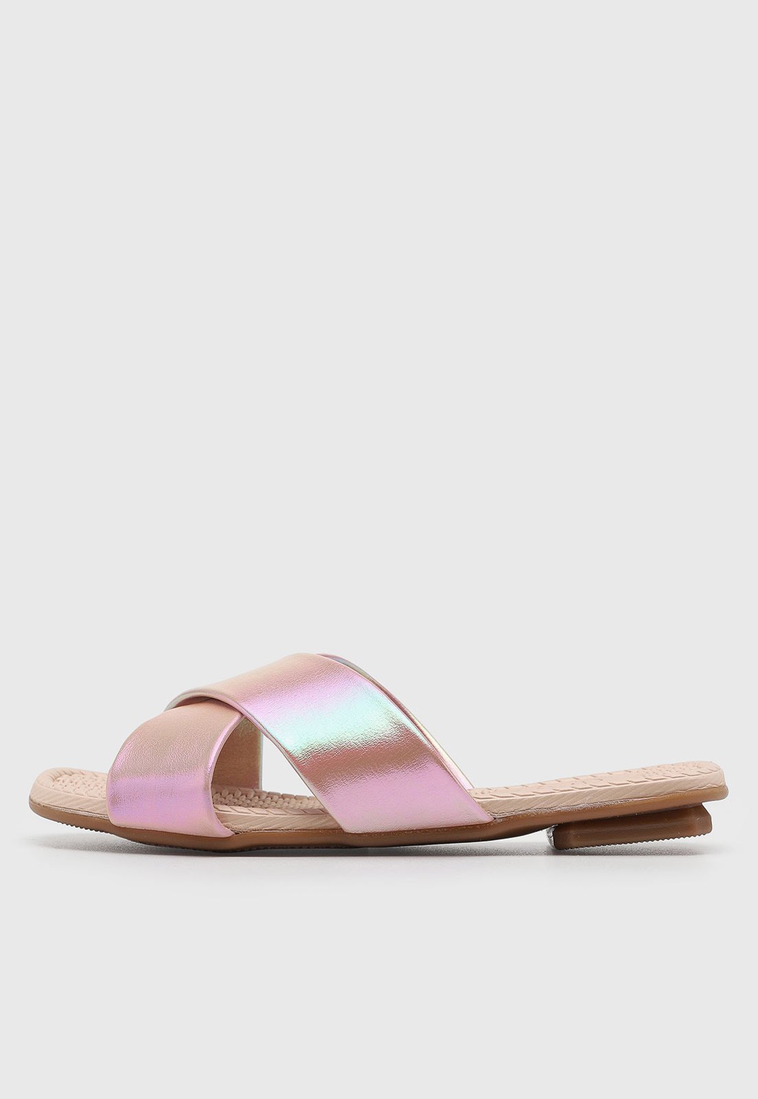 Vista 3 Infantil - Sandália Menina Molekinha tiras cruzadas metalizado iridescente rosa MOLEKINHA rosa
