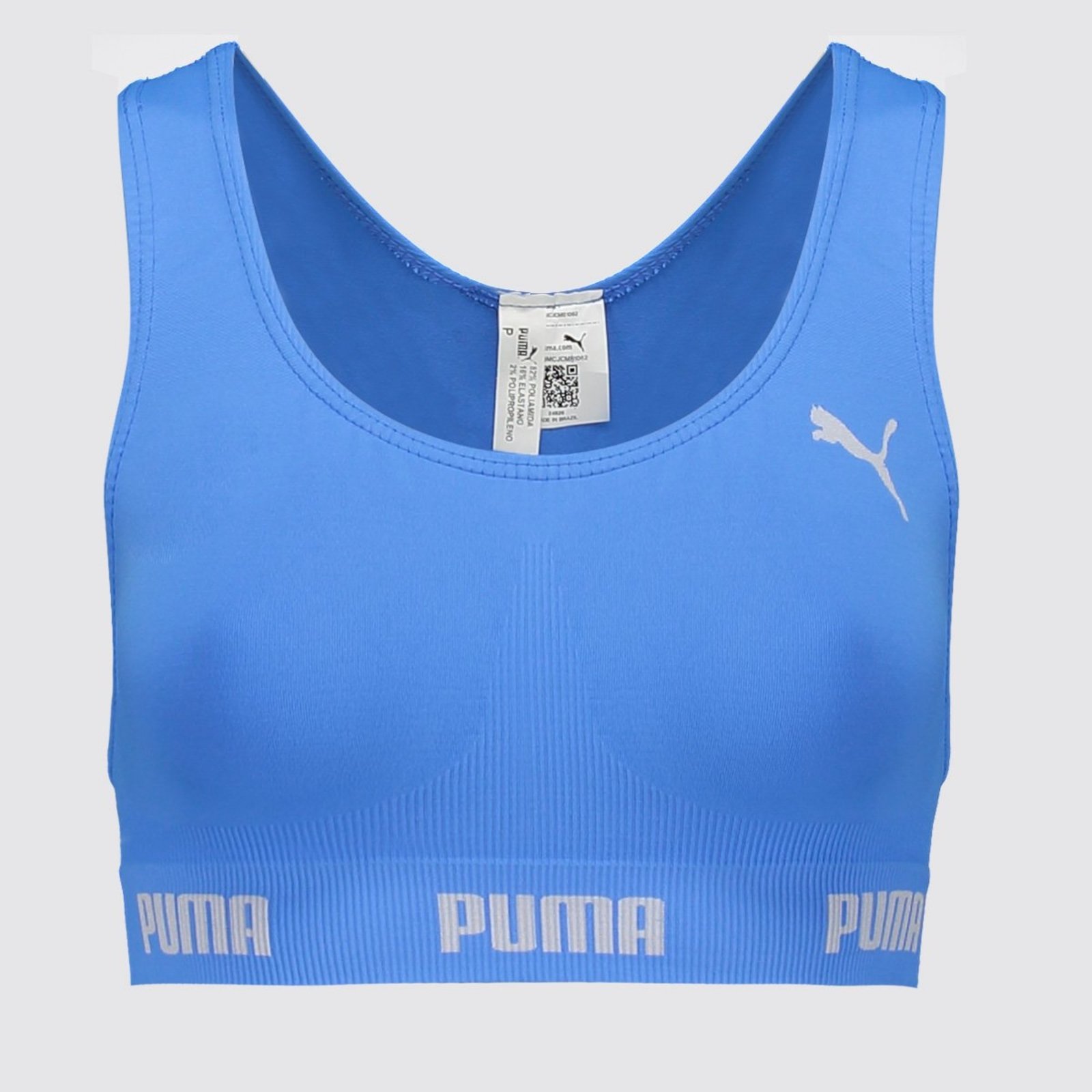Top Puma Sem Costura Feminino Azul e Branco