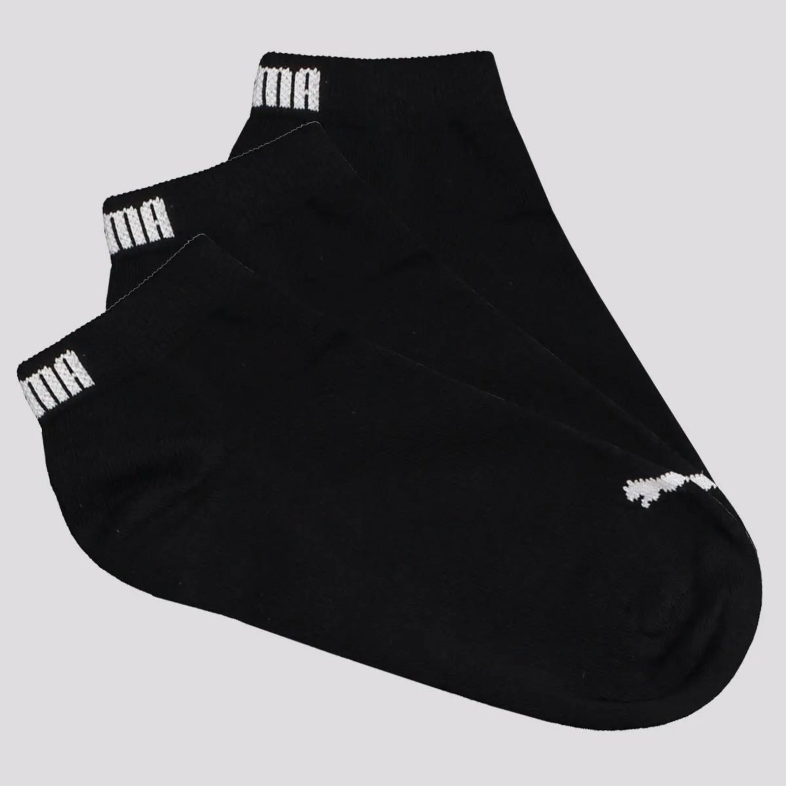 Vista 3 Kit Meia Puma Sapatilha 9 Pares Cano Curto Feminina Preta preto Puma preto