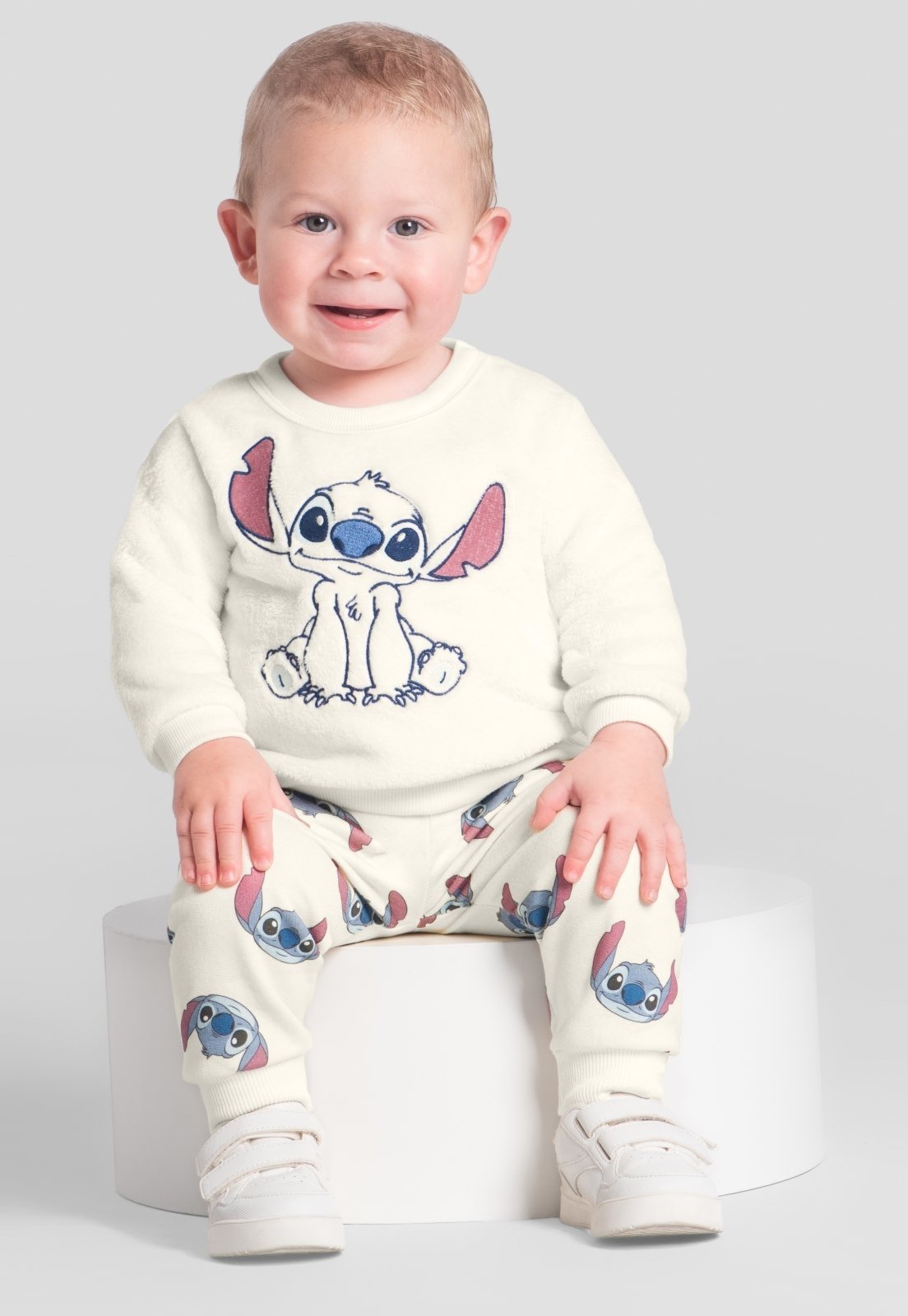 Infantil - Conjunto unissex em moletom do Stitch Brandili Baby